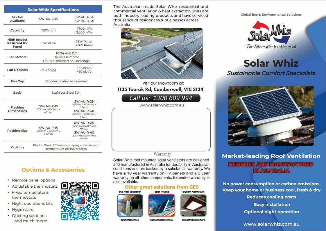 SolarWhiz 40W Solar Powered Roof Ventilator
